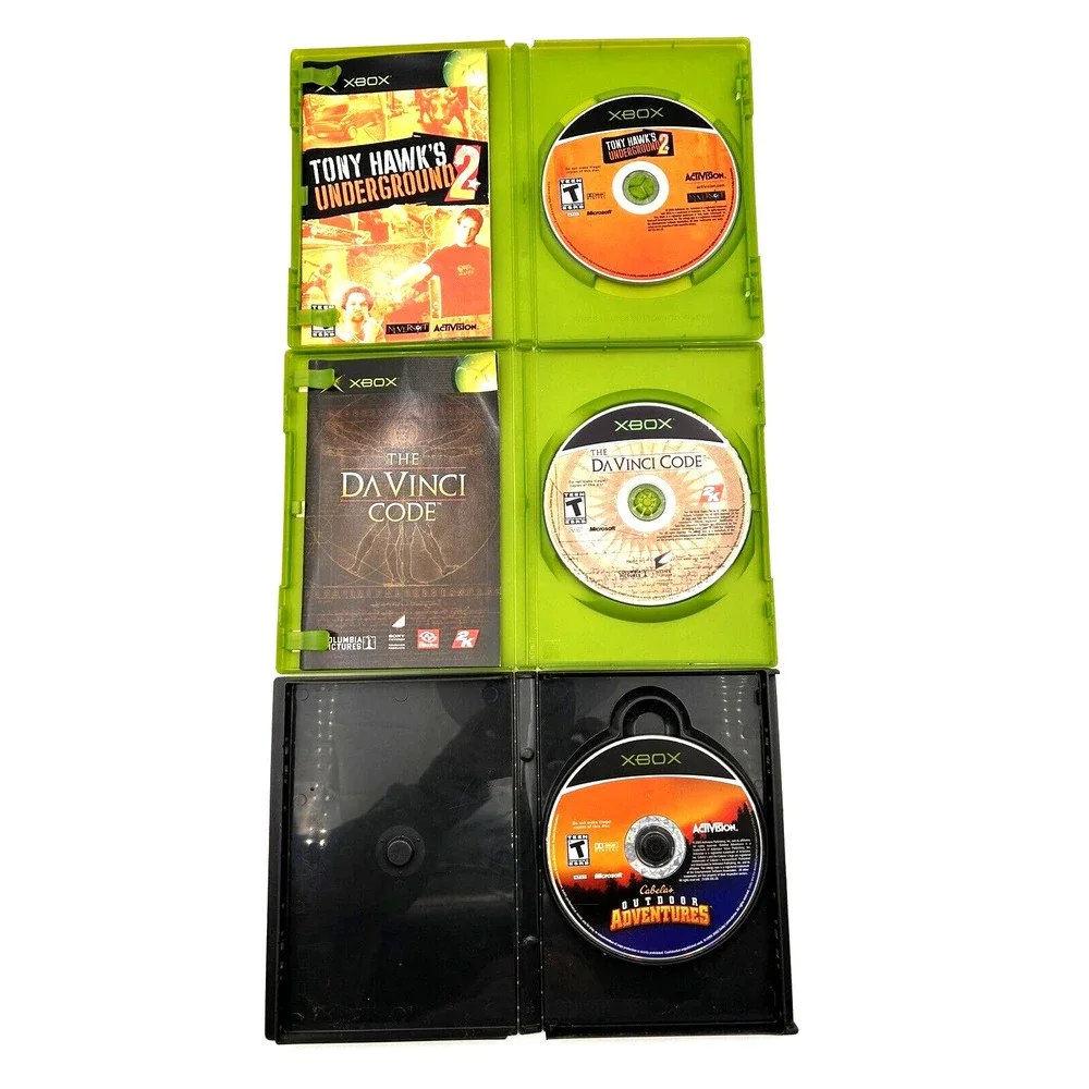 Original Xbox Video‎ Games Lot 3 Games Cabelas DaVinci Code Tony Hawk